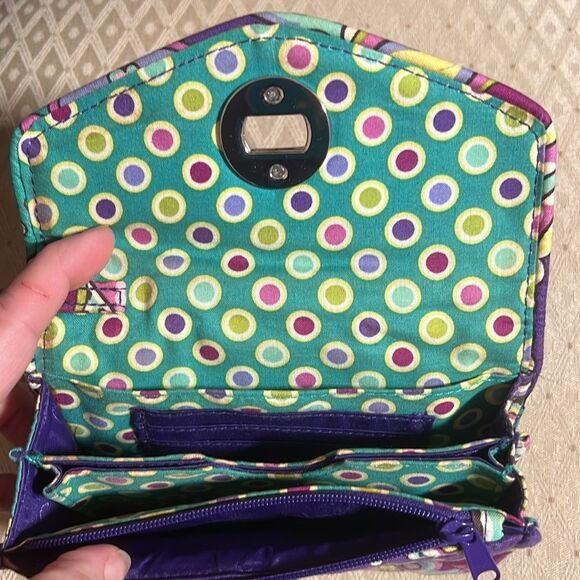 Vera Bradley purple flower wallet with wrist strap - Picture 4 of 6
